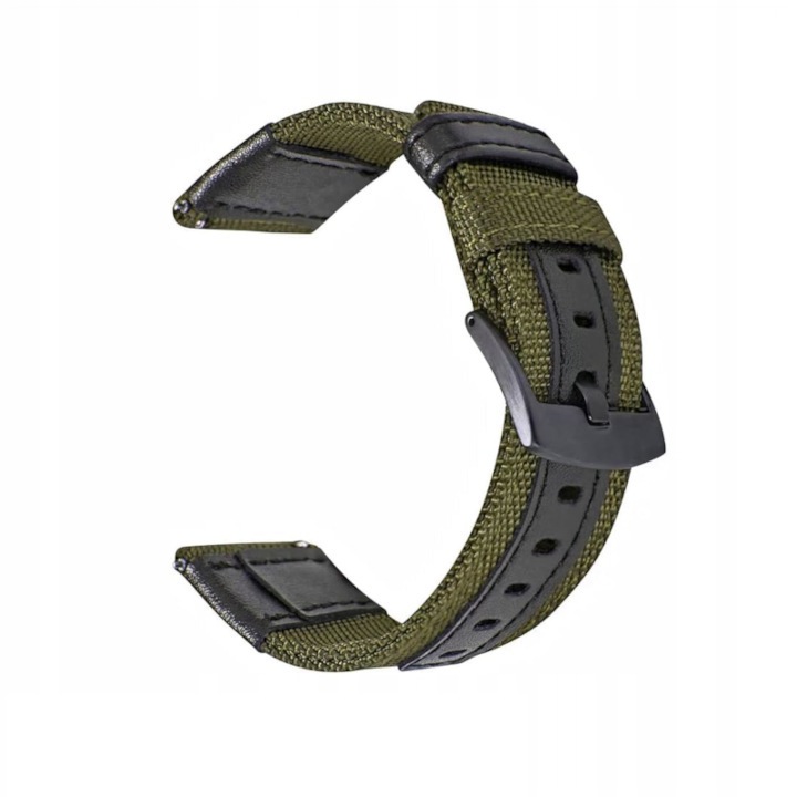 Curea pentru Smartwatch Samsung Galaxy Watch 3 45MM, Bratara pentru toate incheieturile, prindere sigura, Nylon BuckleVerde Armata