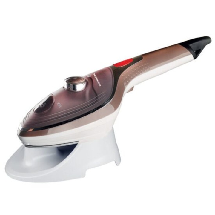 Fier de calcat vertical cu talpa ceramica, 900-1000W, accesoriu detasabil cu 2 perie, Maro