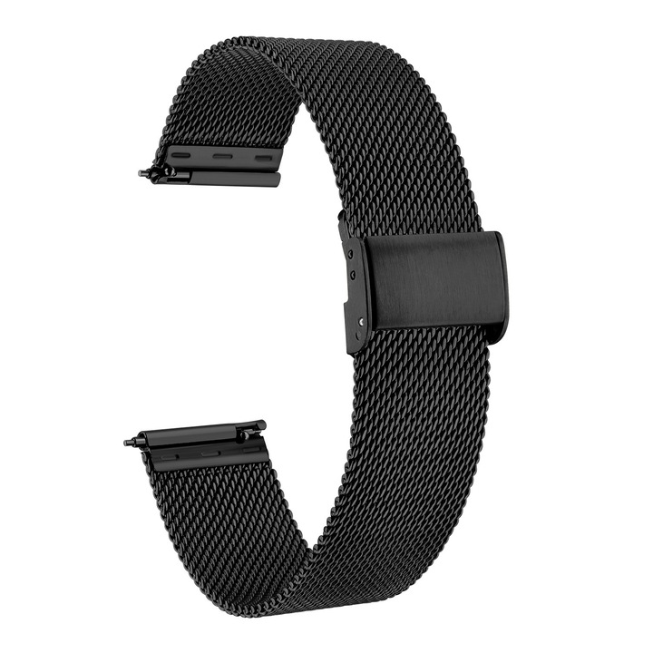 Каишка за смарт часовник Motorola Moto Watch 100, гривна за всички китки, сигурно прилягане, метална мрежеста катарама, черна