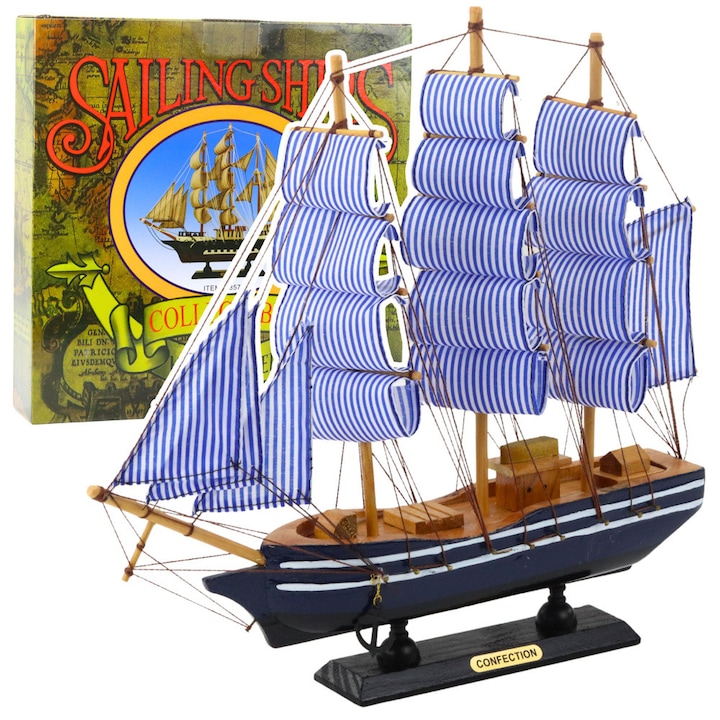 Model velier de decorare, LEAN Toys, granat si alb, 33x31x6cm, set cu suport expunere
