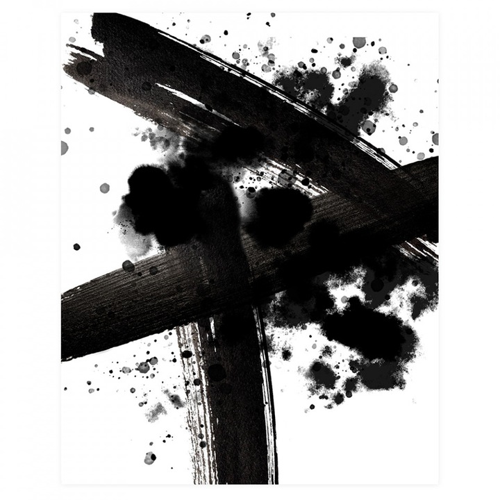 Poster alb/negru din hartie 25x35 cm Splashes Woood