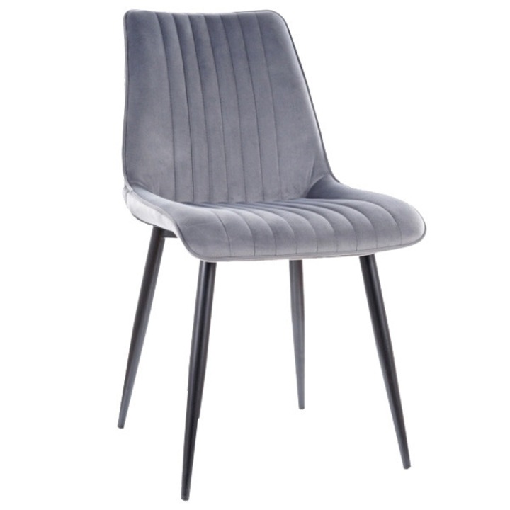 Scaun dining gri din catifea Kim The Home Collection