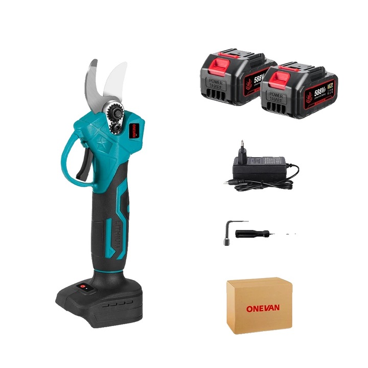 Foarfeca electrica de taiere, 2 baterii, design ergonomic, 4 viteze, lungime taiere 30mm, fara fir