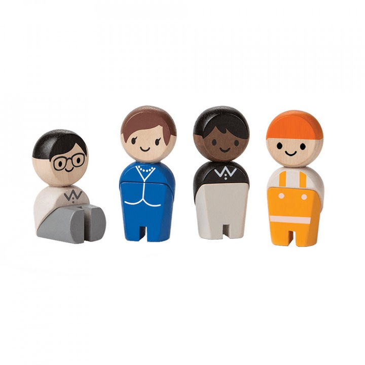 Set de joaca 4 piese multicolor din lemn Tradesman Plan Toys