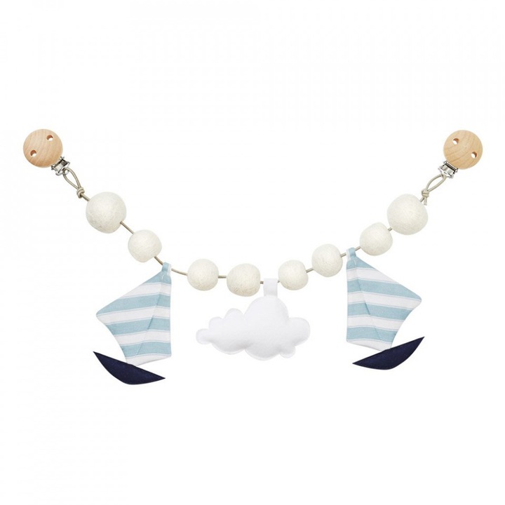 Jucarie pentru carucior multicolora din bumbac Sailboats CamCam Copenhagen