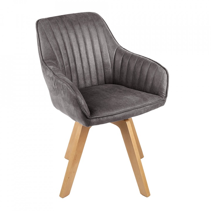Scaun rotativ gri din catifea Livorno The Home Collection