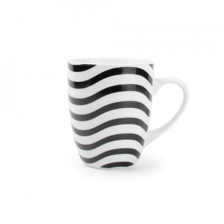 Set 4 cani albe/negre din ceramica 310 ml Waves Aerts