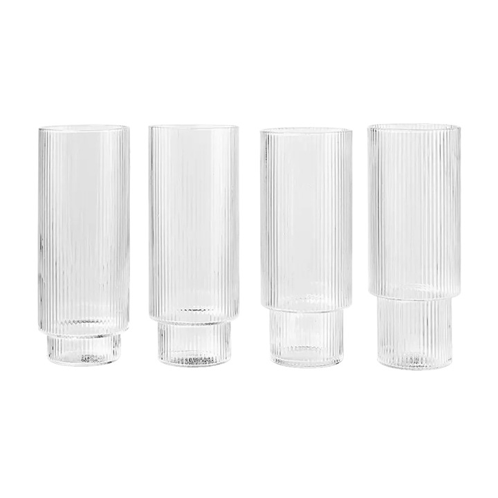 Set 4 pahare din sticla 300 ml Ripple Long Ferm Living