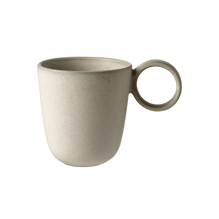 Set 6 cani bej nisipiu din ceramica 9x10 cm Edge Bolia