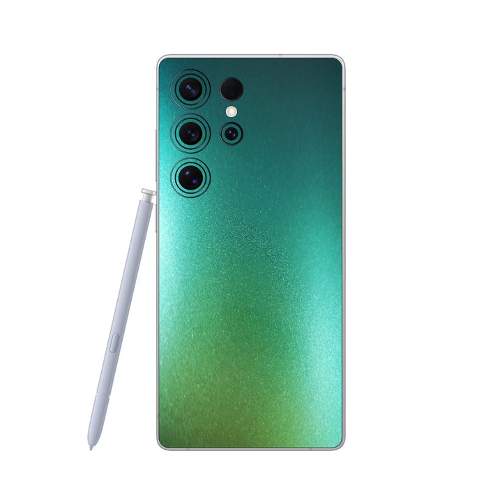 Фолио iSkinz за Samsung Galaxy S25 Ultra - Хамелеон Смяна на цвета Аквамарин, 360° Изрязване, Самозалепващ скин с пълно покритие, Защита за гърба и страните на корпуса