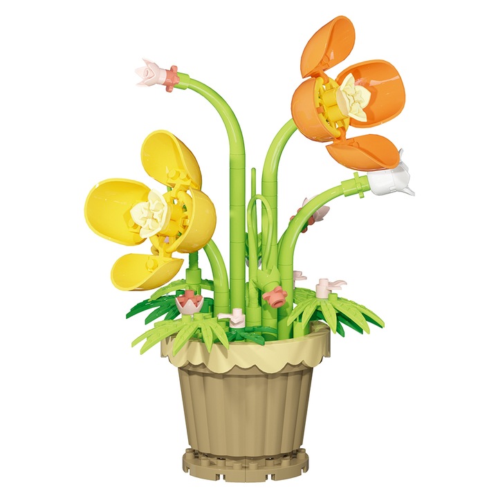 Set constructie mini blocuri 127 piese floare vesnica multicolor 9x12cm