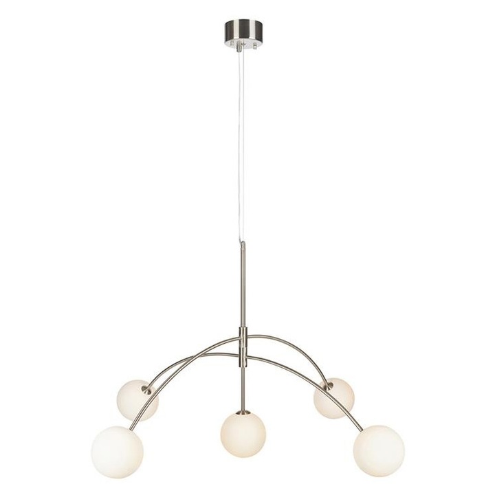 Lustra cu 5 becuri, Markslojd, metal, argintiu/alb