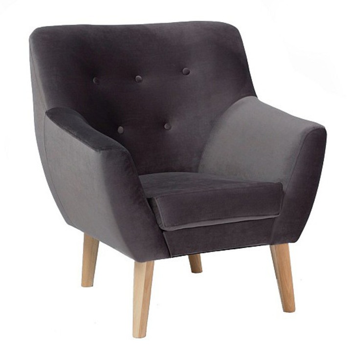 Fotoliu gri din catifea Nordic The Home Collection