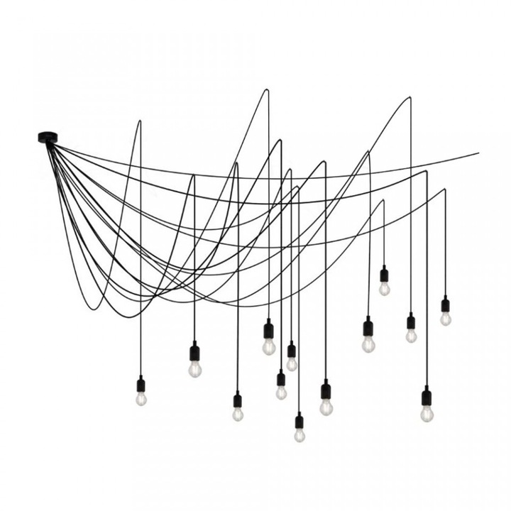 Lustra neagra din metal cu 14 LED-uri Maman Dimmable Seletti