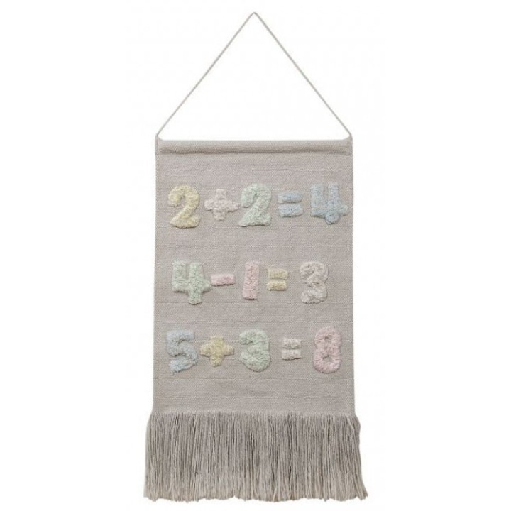 Decoratiune de perete multicolora din bumbac 30x55 cm Baby Numbers Lorena Canals