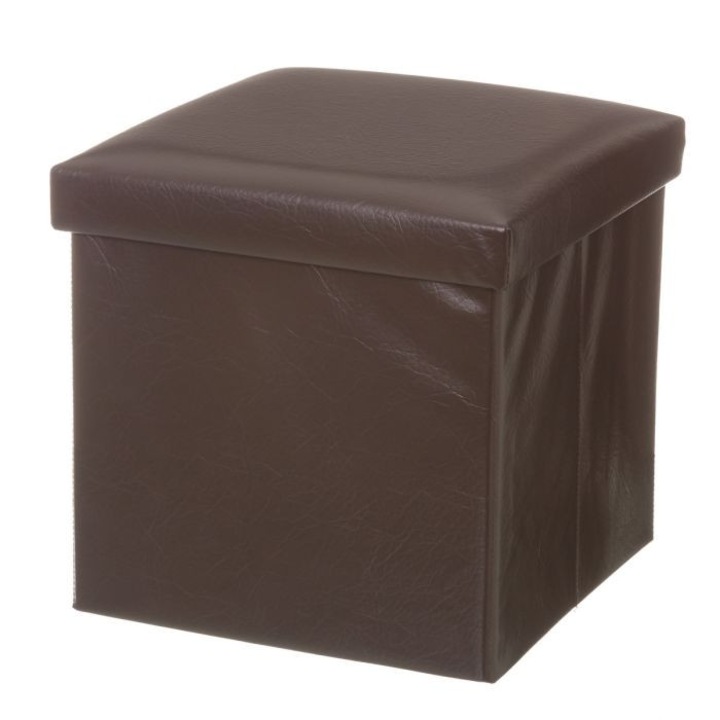 Taburet patrat maro din piele ecologica 38x38 cm Tudor The Home Collection