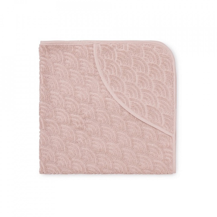 Prosop cu gluga roz din bumbac 80x80 cm Alana CamCam Copenhagen
