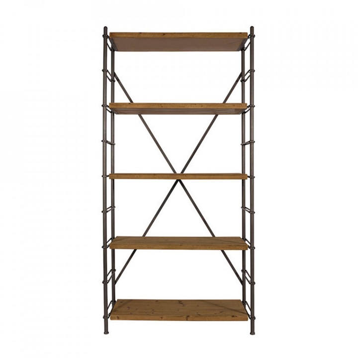 Etajera maro/neagra din lemn 200 cm Industrial Iron Dutchbone