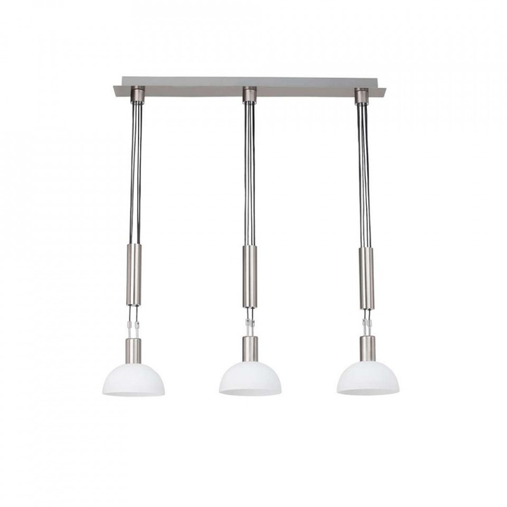 Lustra cu 3 becuri, Brilliant, metal, argintiu/alb