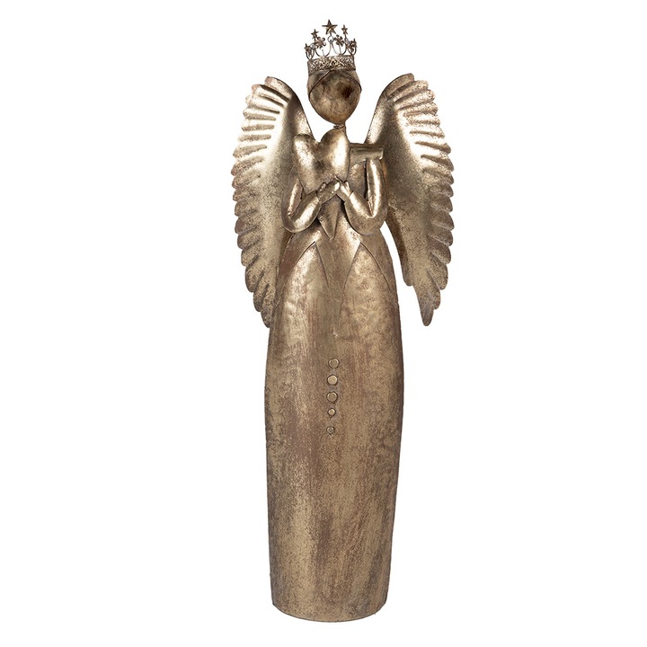 Angyalfigura, arany fém, 52x22x144 cm