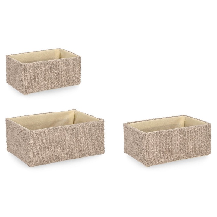 Комплект от 3 бежови текстилни кошници за съхранение Hymar 20x13x9h, 23x16x10h, 26x19x11h
