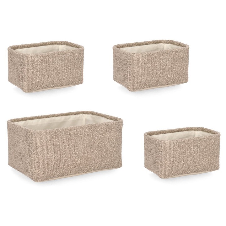 Bizzotto 4 db-os bézs színű textil tárolókosár szett, Hymar 3x 23x16x12h, 35x25x16h