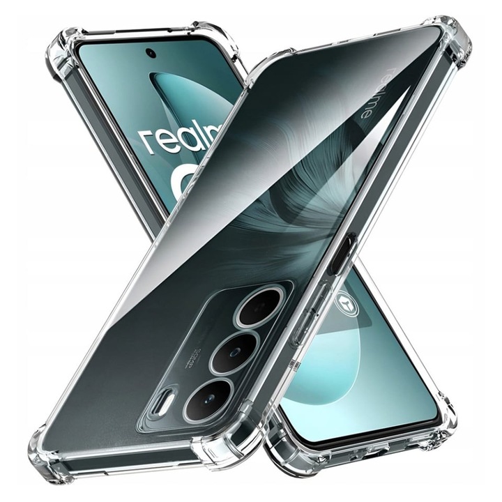 Husa pentru Realme C71, SKYDDAR INNOVATION, Shockproof Clear Silicone, Silicon Slim, set cu sticker, Transparenta