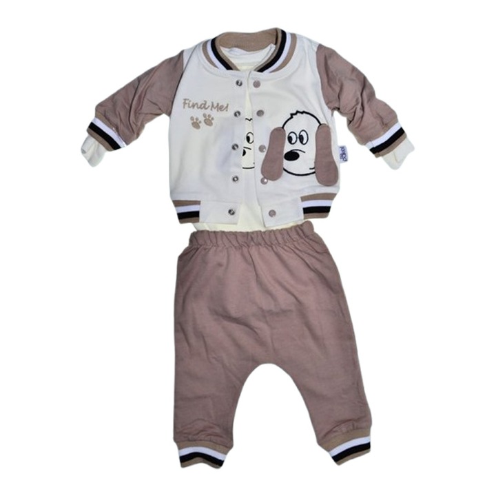 Compleu format din 3 piese, pentru baieti, Mini Junior 1401B2, Bej 122129