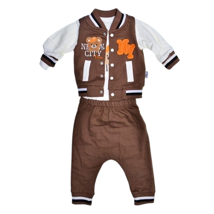 Compleu format din 3 piese, pentru baieti, Mini Junior 1394M, Maro 122132