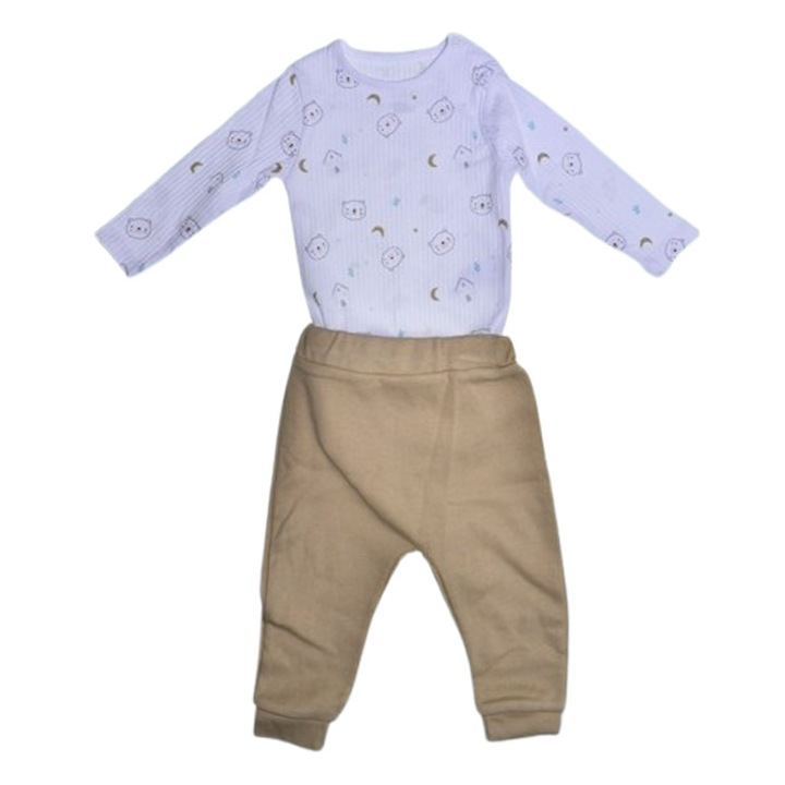 Compleu din 2 piese, body si pantaloni, pentru baieti, Mini Junior 2708C, Crem 122165