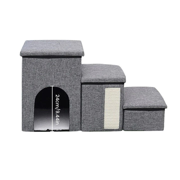 Scara pliabila pentru animale, plastic, gri, 60 kg, portabila