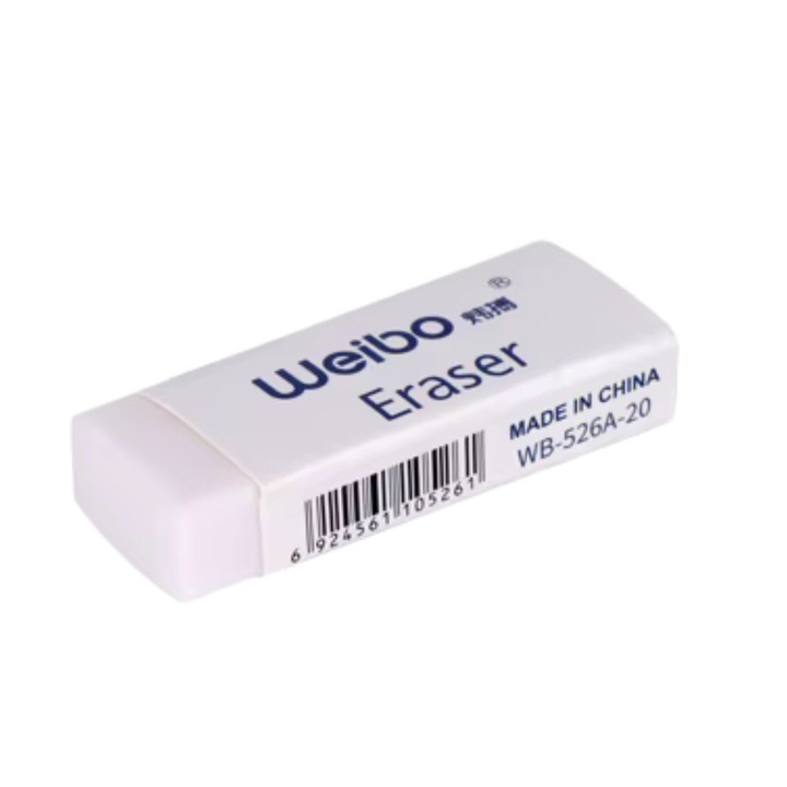 Set 20 gume de sters Weibo WB-526A, alb, 6x2,3x0,5cm