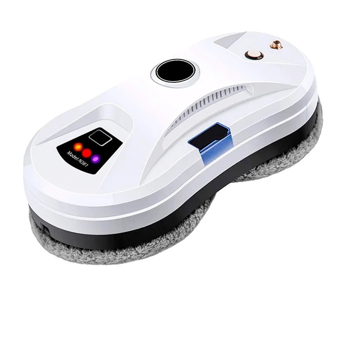 Робот за почистване на прозорци, автоматичен с водна струя, интелигентна навигация, бял, компактни размери