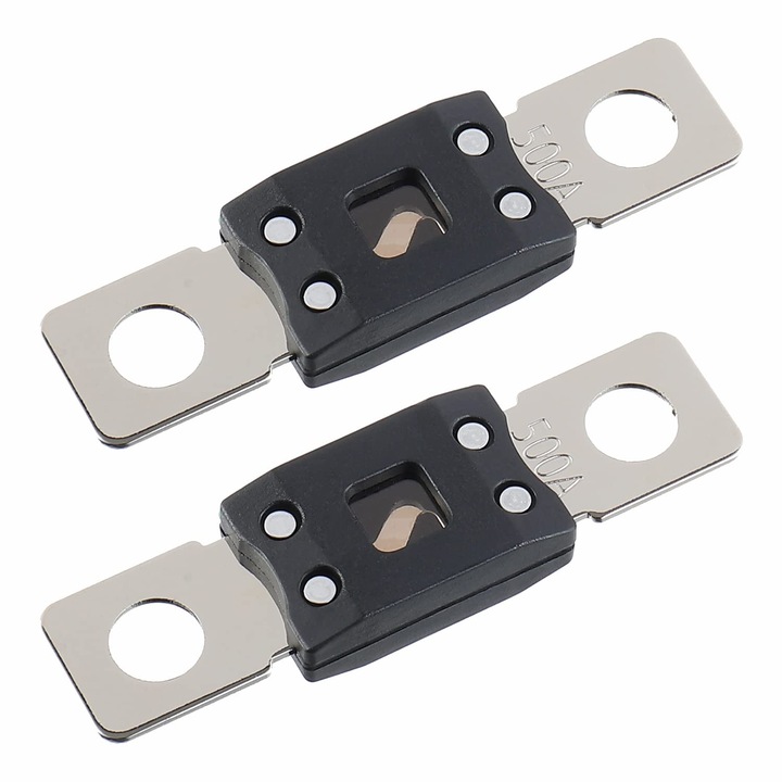 2 db Mega 500A biztosíték készlet, autókhoz, teherautókhoz, mezőgazdasági gépekhez, fekete/ezüst, 68.85x19.2x10mm
