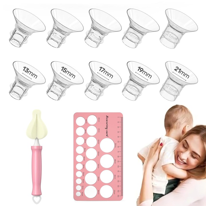 Mellpumpa karima betétkészlet, PsAyl, 10 darab, 13/15/17/19/21mm, Szilikon, Átlátszó