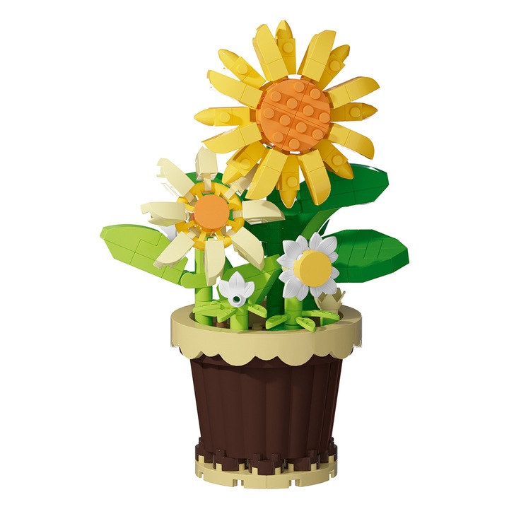 Mini blocuri de constructie 214pcs Floarea soarelui Planta in vase DIY asamblarea jucariilor caramizi floare eterna pentru baieti pentru prietenia studentilor pentru ziua mamei pentru afisarea acasa