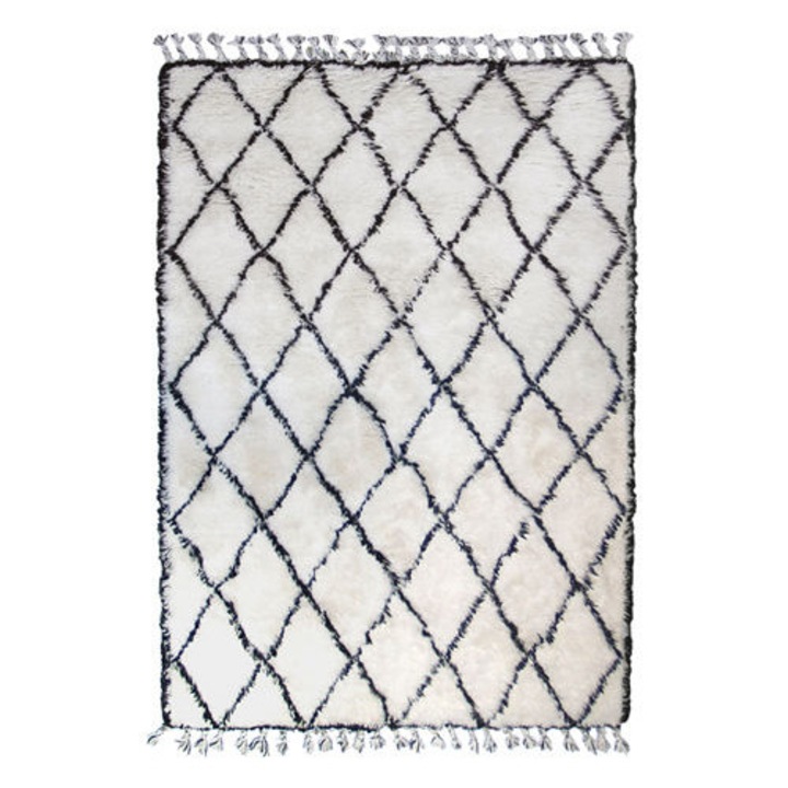 Covor alb/negru din fibre naturale 180x280 Diamond HKliving