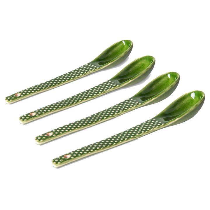 Set 4 lingurite ceramica HKliving Emeralds, verde