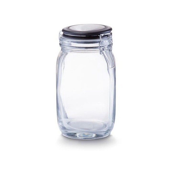 Borcan cu capac transparent/negru din sticla 1, 5 L Lou Zeller