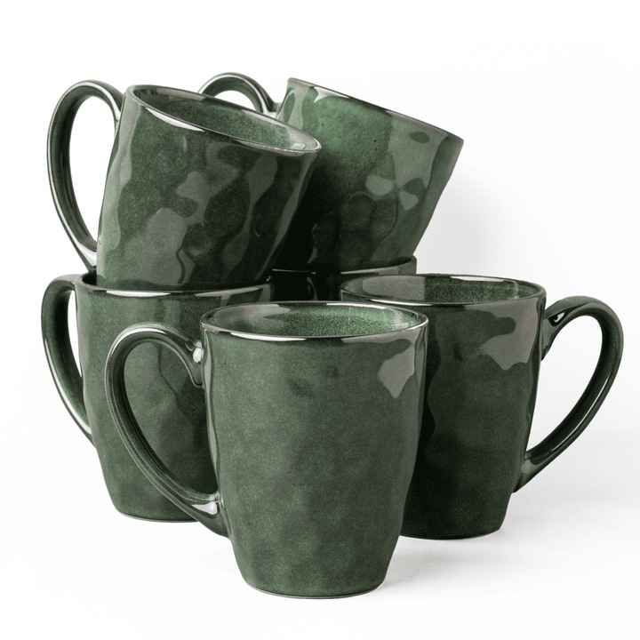 Set de cani verzi Uminami pentru 6 persoane Set modern rezistent la masina de spalat vase