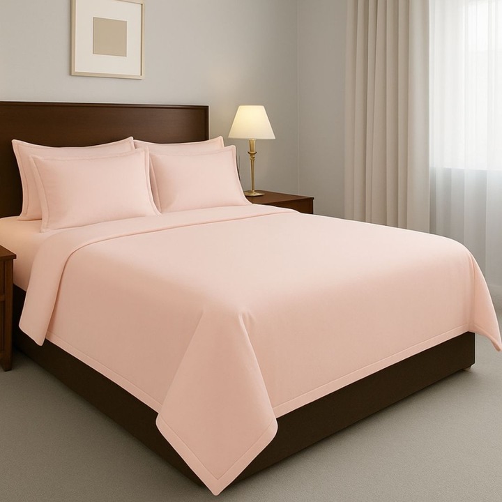 Dupla ágynemű, 100% pamut ranforce, 4 db, 240 x 260 cm, Lenerii Deosebite, rózsaszín