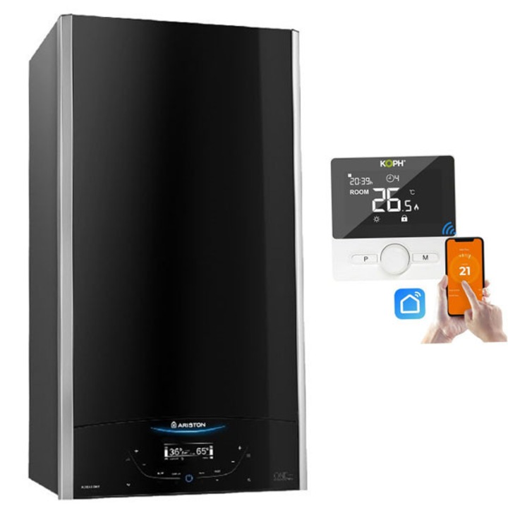 Centrala termica pe gaz in condensare Ariston Alteas One + Net 35 kW, XtraTech, Negru, cu termostat KOPH WT-25 WIFI