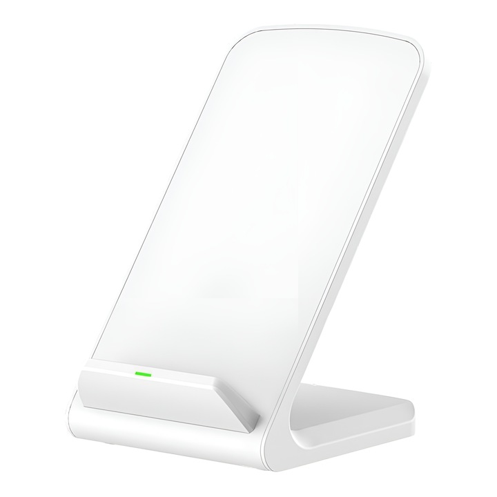 Магнитно безжично зарядно за настолни компютри 15W, Qi съвместимо, USB-A кабел 100 см, бяло