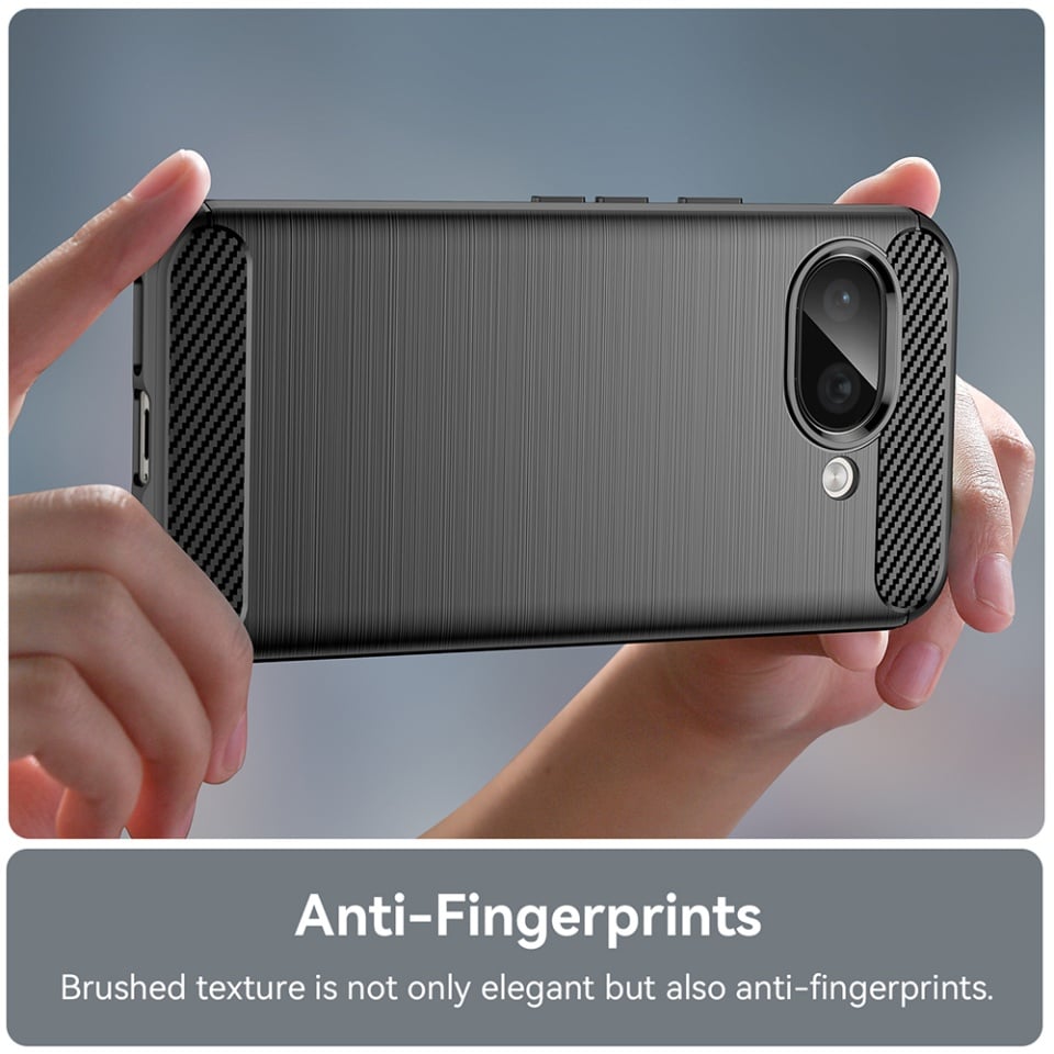 Husa pentru Google Pixel 9a, SKYDDAR INNOVATION, Carbon Silicone, din Silicon Slim, cu textura Fibra Carbon, set cu sticker, Negru
