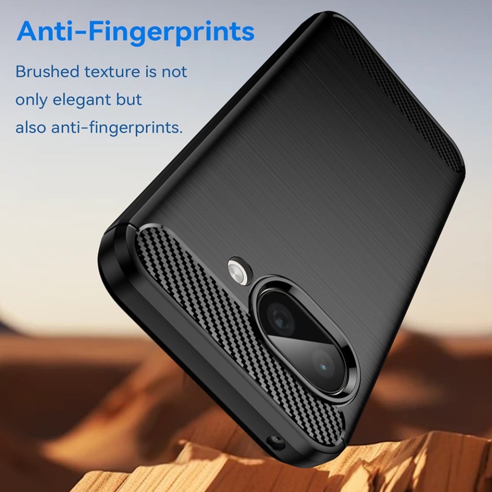 Husa pentru Google Pixel 9a, SKYDDAR INNOVATION, Carbon Silicone, din Silicon Slim, cu textura Fibra Carbon, set cu sticker, Negru