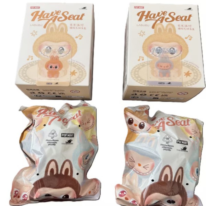 2 x Figurina tip Labubu, AB HOMES, Secret Edition, jucarie de plus cu cap rotativ, 18 cm, pentru copii 3+, colectionabila