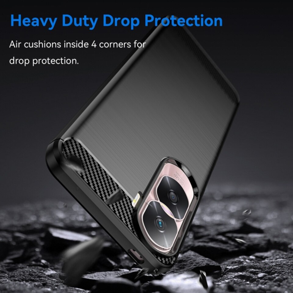 Husa pentru Honor 90 Lite, SKYDDAR INNOVATION, Carbon Silicone, din Silicon Slim, cu textura Fibra Carbon, set cu sticker, Negru