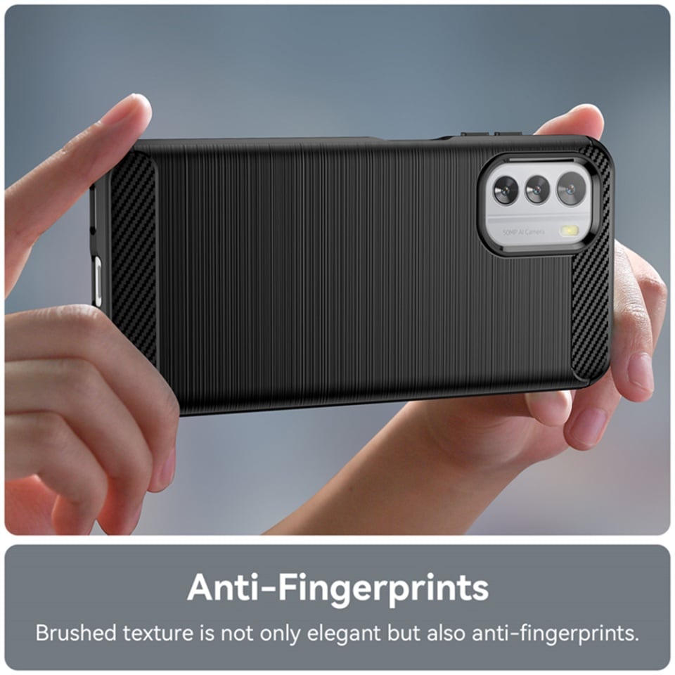 Husa pentru Nokia G42, SKYDDAR INNOVATION, Carbon Silicone, din Silicon Slim, cu textura Fibra Carbon, set cu sticker, Negru