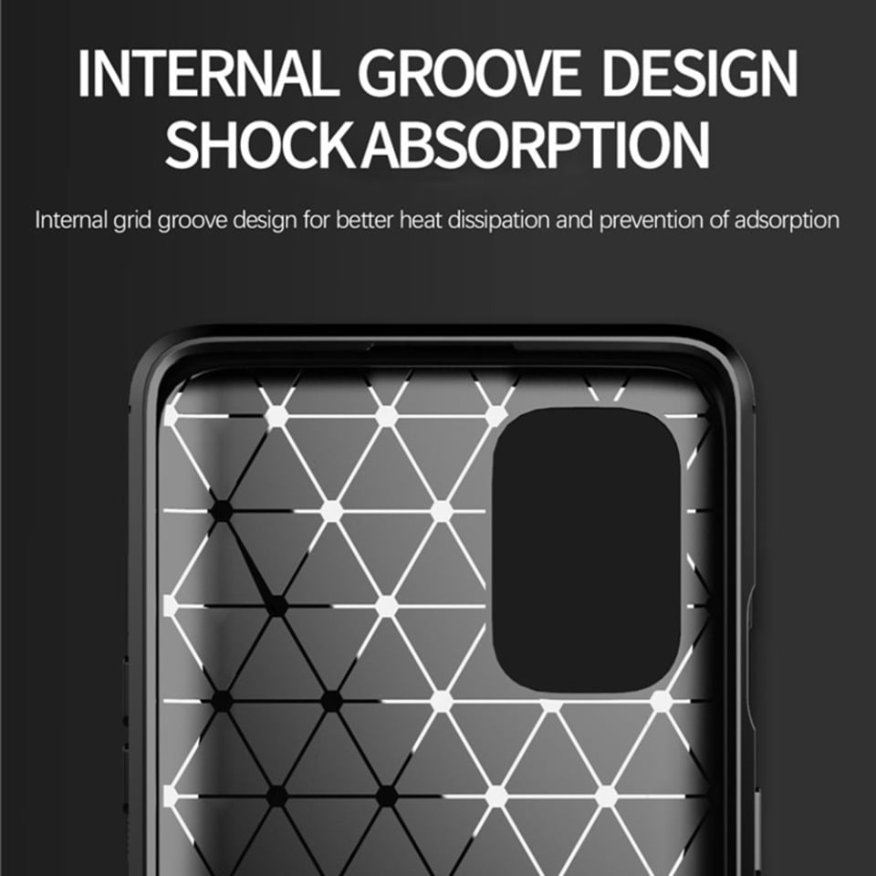 Husa pentru OnePlus 9, SKYDDAR INNOVATION, Carbon Silicone, din Silicon Slim, cu textura Fibra Carbon, set cu sticker, Negru