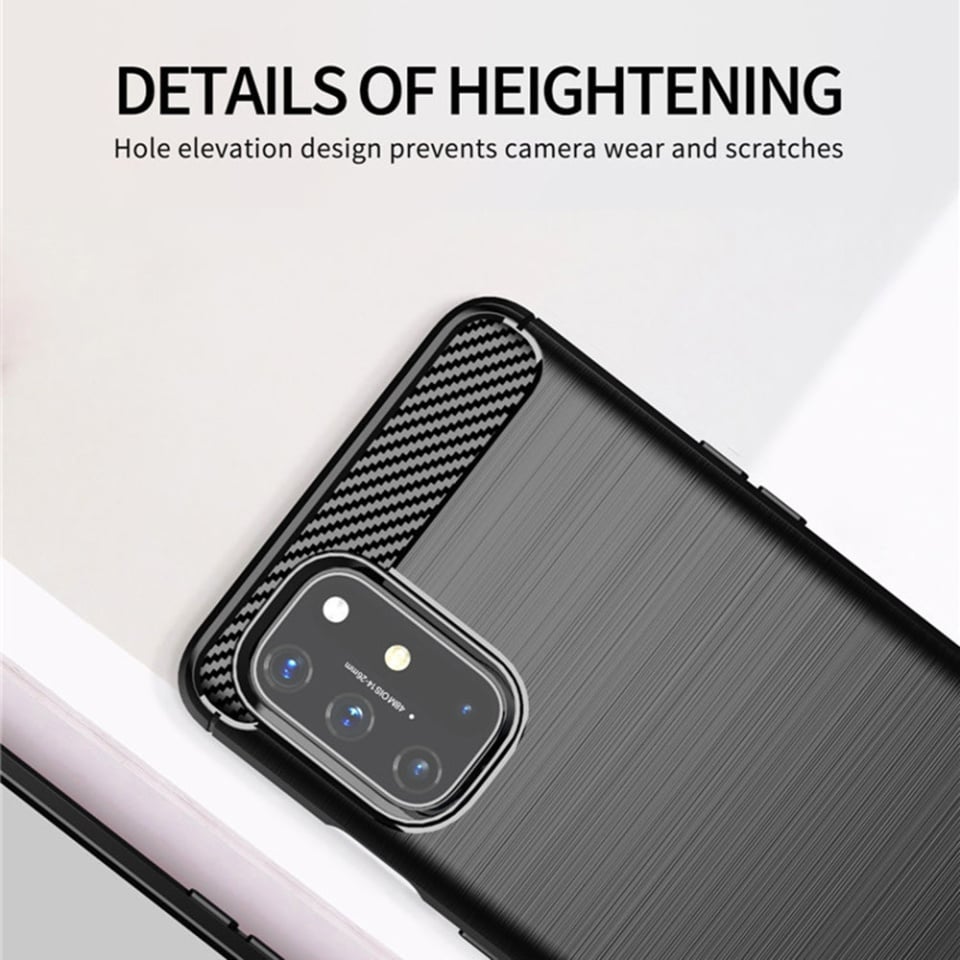 Husa pentru OnePlus 9, SKYDDAR INNOVATION, Carbon Silicone, din Silicon Slim, cu textura Fibra Carbon, set cu sticker, Negru